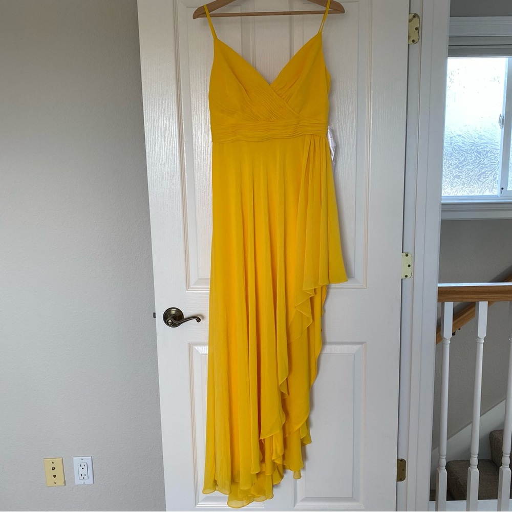 Leena for Mac Duggal Marigold Chiffon High Low Dress Size 8